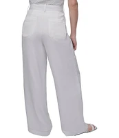 Donna Karan Flat Front Wide Leg Glazed Dressing Cargo Pants
