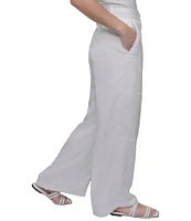 Donna Karan Flat Front Wide Leg Glazed Dressing Cargo Pants