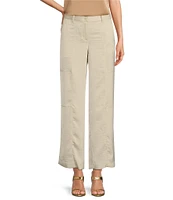 Donna Karan Flat Front Wide Leg Glazed Dressing Cargo Pants