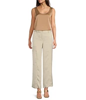 Donna Karan Flat Front Wide Leg Glazed Dressing Cargo Pants