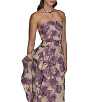 Donna Karan Floral Brocade Strapless Dress