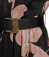 Donna Karan Floral Cap Sleeve Belted Midi Shirt Dress