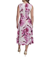 Donna Karan Floral Midi Dress