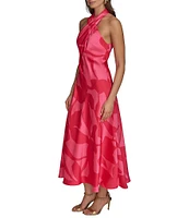 Donna Karan French Twill Halter Neck Sleeveless A-Line Dress