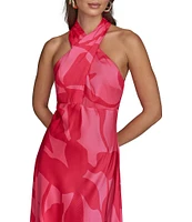 Donna Karan French Twill Halter Neck Sleeveless A-Line Dress