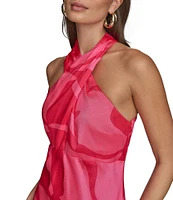 Donna Karan French Twill Halter Neck Sleeveless A-Line Dress