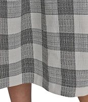 Donna Karan Gingham Tweed Square Neck A-Line Midi Dress