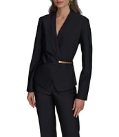 Donna Karan Gold Bar Hardware V-Neck Long Sleeve Wrap Jacket