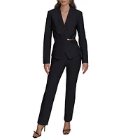 Donna Karan Gold Bar Hardware V-Neck Long Sleeve Wrap Jacket