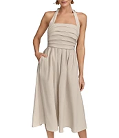 Donna Karan Halter Neck A-Line Midi Dress