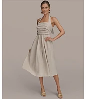 Donna Karan Halter Neck A-Line Midi Dress