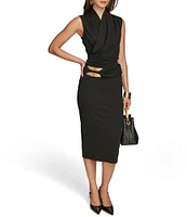 Donna Karan Hardware Bar Detail Midi Skirt