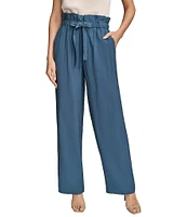 Donna Karan High Rise Front Tie String Belt Wide Leg Pants