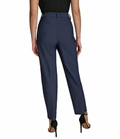 Donna Karan High Rise Straight Leg Gold Hardware Ankle Pant