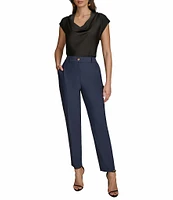 Donna Karan High Rise Straight Leg Gold Hardware Ankle Pant