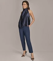 Donna Karan High Rise Straight Leg Gold Hardware Ankle Pant
