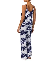 Donna Karan Ink Palm Print Sleeveless V-Neck Woven Pajama Set