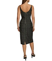 Donna Karan Jacquard Boat Neck Sleeveless Sheath Dress