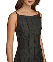 Donna Karan Jacquard Boat Neck Sleeveless Sheath Dress