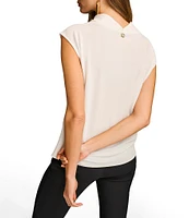 Donna Karan Knit Cowl Neck Short Sleeve Blouse