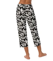 Donna Karan Leaf Print Knit Coordinating Cropped Pajama Pants