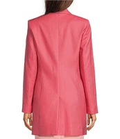 Donna Karan Linen Blend Notch Lapel Collar Long Sleeve Metal Snap Front Jacket