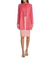 Donna Karan Linen Blend Notch Lapel Collar Long Sleeve Metal Snap Front Jacket