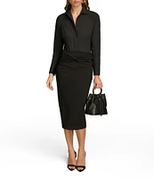 Donna Karan Long Sleeve Collared Button Front Bodysuit