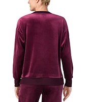 Donna Karan Long Sleeve V-Neck Solid Fleece Coordinating Lounge Top