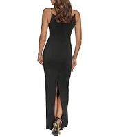 Donna Karan Long Sleeveless Scuba Sheath Dress