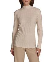 Donna Karan Merino Wool Mock Neck Long Sleeve Sweater