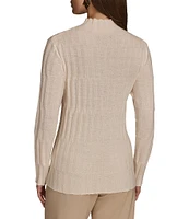 Donna Karan Merino Wool Mock Neck Long Sleeve Sweater