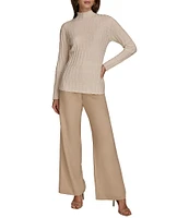 Donna Karan Merino Wool Mock Neck Long Sleeve Sweater