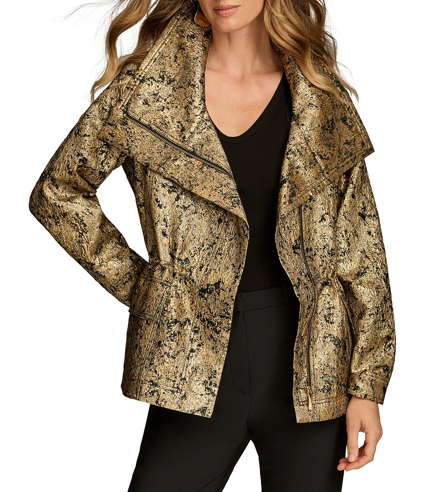 Donna Karan Metallic Jacquard Zip-Up Jacket