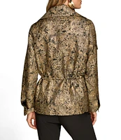 Donna Karan Metallic Jacquard Zip-Up Jacket