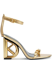 Donna Karan Metallic Leather Ankle Strap Sandals