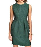 Donna Karan Metallic Pebble Jacquard Crew Neck Sleeveless Fit & Flare Dress