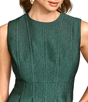 Donna Karan Metallic Pebble Jacquard Crew Neck Sleeveless Fit & Flare Dress