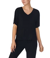 Donna Karan Micro Modal Short Sleeve V-Neck Coordinating Lounge Top