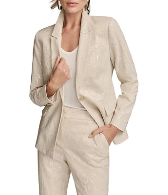 Donna Karan Notch Collar Embellished 1-Button Jacket