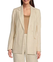 Donna Karan Novelty Linen Blend Metallic Tie Waist Jacket