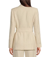 Donna Karan Novelty Linen Blend Metallic Tie Waist Jacket