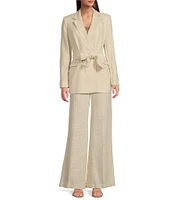 Donna Karan Novelty Linen Blend Metallic Tie Waist Jacket