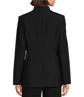 Donna Karan Open Front Hardware Button Sleeve Blazer