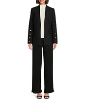 Donna Karan Open Front Hardware Button Sleeve Blazer