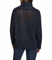 Donna Karan Open-Knit Sequin Detailed Cowl Neck Long Sleeve Sweater