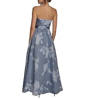 Donna Karan Organza Sweetheart Neck Strapless Tie Sash Bow Ballgown