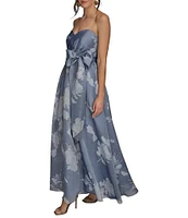 Donna Karan Organza Sweetheart Neck Strapless Tie Sash Bow Ballgown