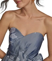 Donna Karan Organza Sweetheart Neck Strapless Tie Sash Bow Ballgown