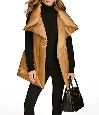 Donna Karan Oversized Lapel Belted Puffer Vest